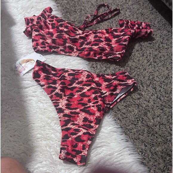 Pretty Garden Leopard Print Bikini Swimsuit Cheeky Bottoms S #6 - Picture 3 of 8